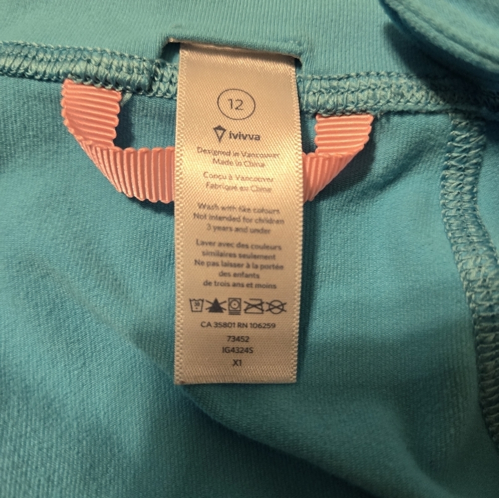 Ivivva Perfect Your Practice Full Zip Jacket Spry Blue Space Dye 12 - Picture 3 of 3